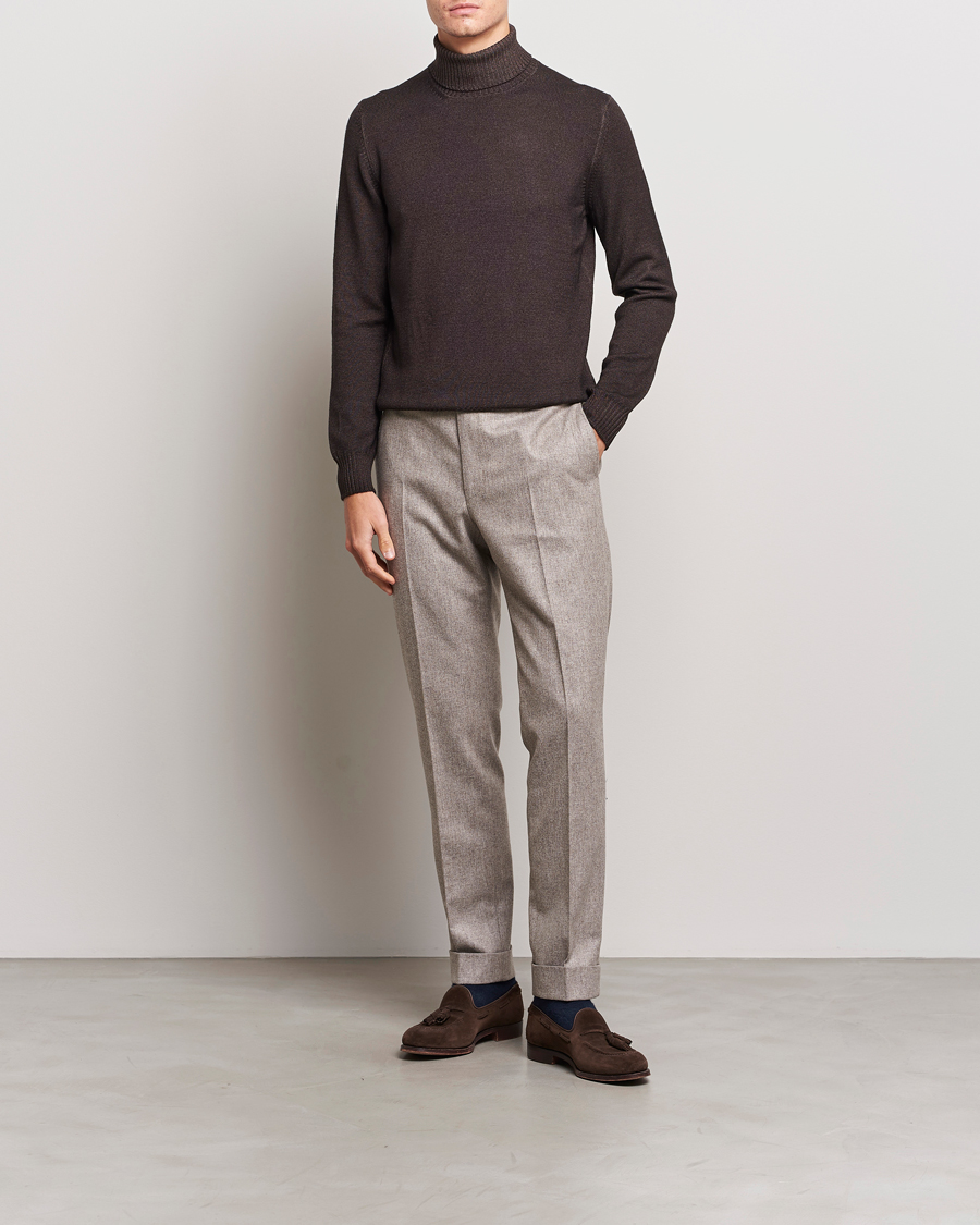 Herren | Pullover | Gran Sasso | Vintage Merino Fashion Fit Polo Brown