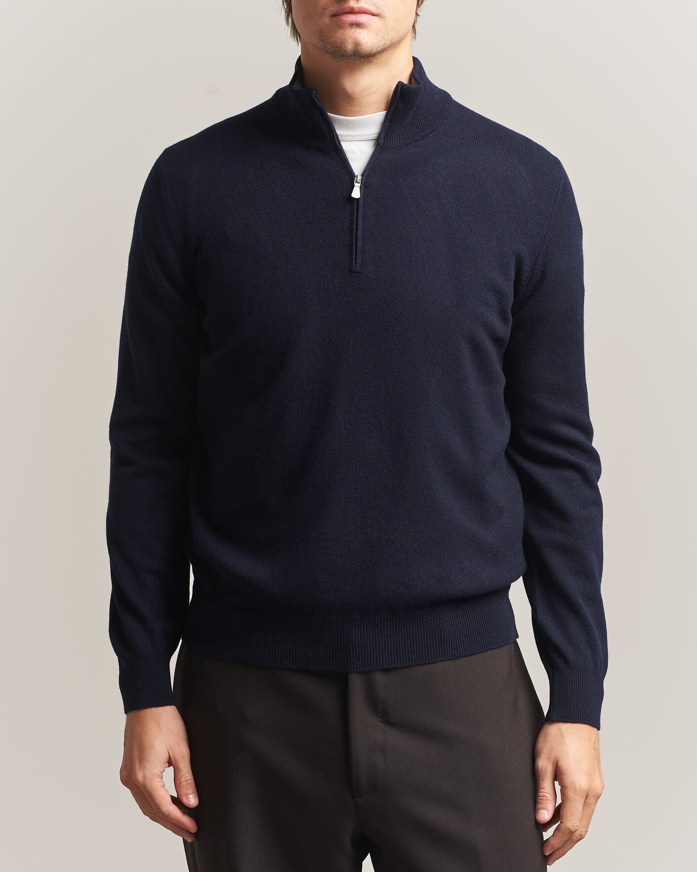 Herren | Pullover | Gran Sasso | Wool/Cashmere Half Zip Navy
