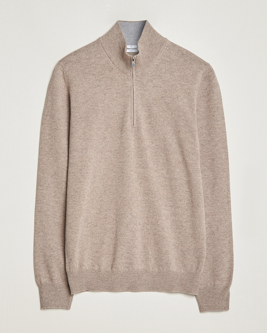 Herren | Pullover | Gran Sasso | Wool/Cashmere Half Zip Beige