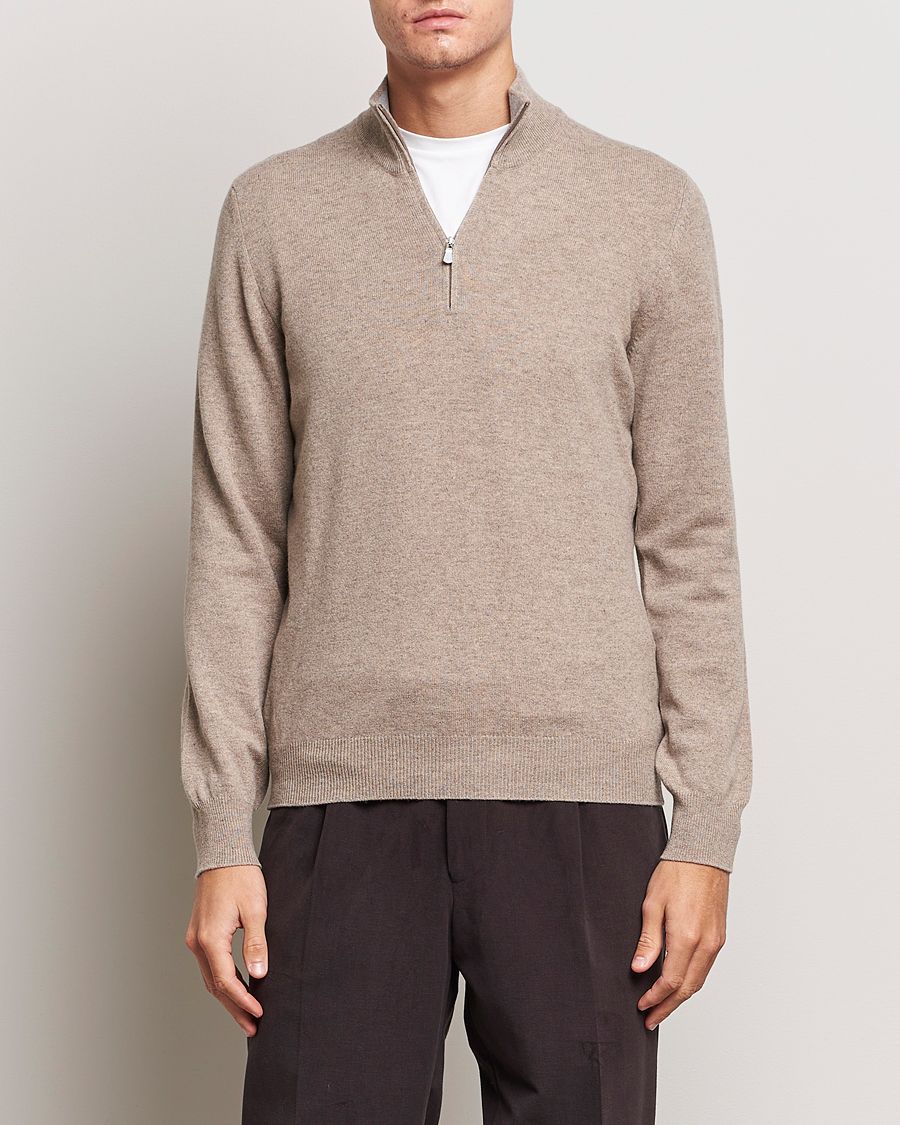 Herren | Pullover | Gran Sasso | Wool/Cashmere Half Zip Beige Melange