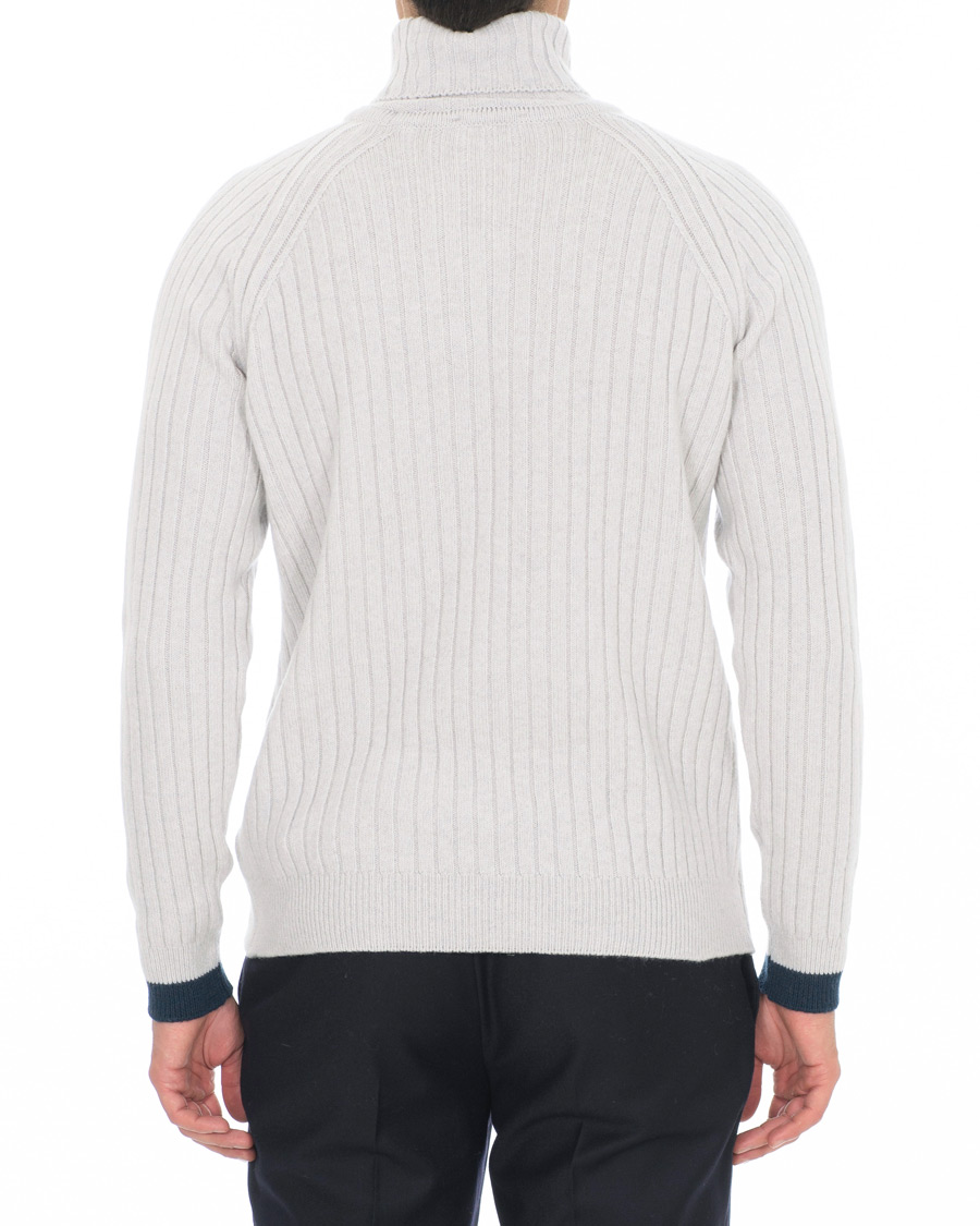Herren | Pullover | John Smedley | Roman Wool/Cashmere Ribbed Roll Neck Soft Grey