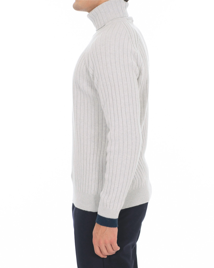 Herren | Pullover | John Smedley | Roman Wool/Cashmere Ribbed Roll Neck Soft Grey