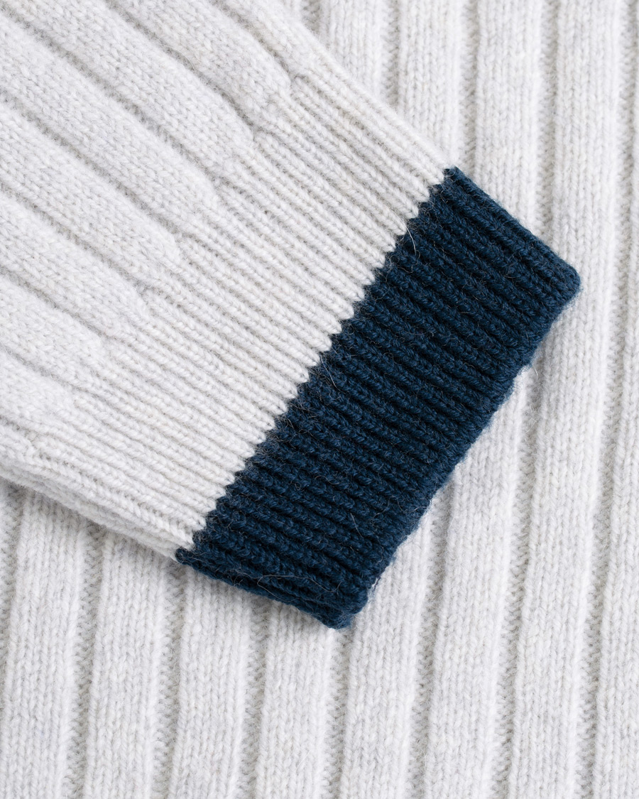 Herren | Pullover | John Smedley | Roman Wool/Cashmere Ribbed Roll Neck Soft Grey