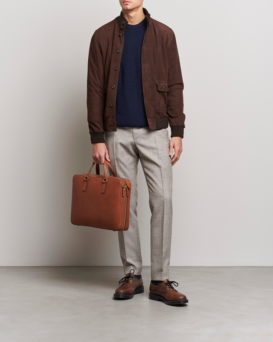 Herren | Taschen | Mismo | Morris Full Grain Leather Briefcase Tabac