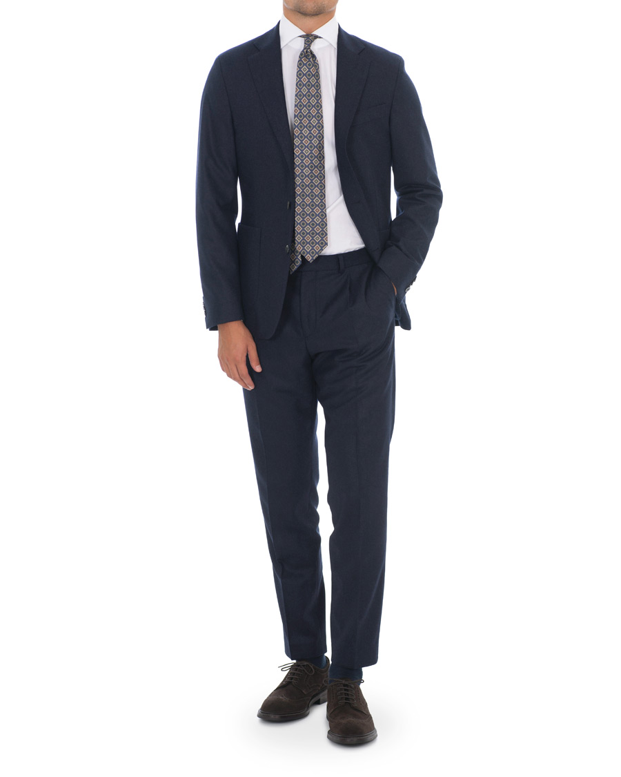 Herren | Sakkos | Oscar Jacobson | Einar Patch Pocket Flannel Blazer Blue