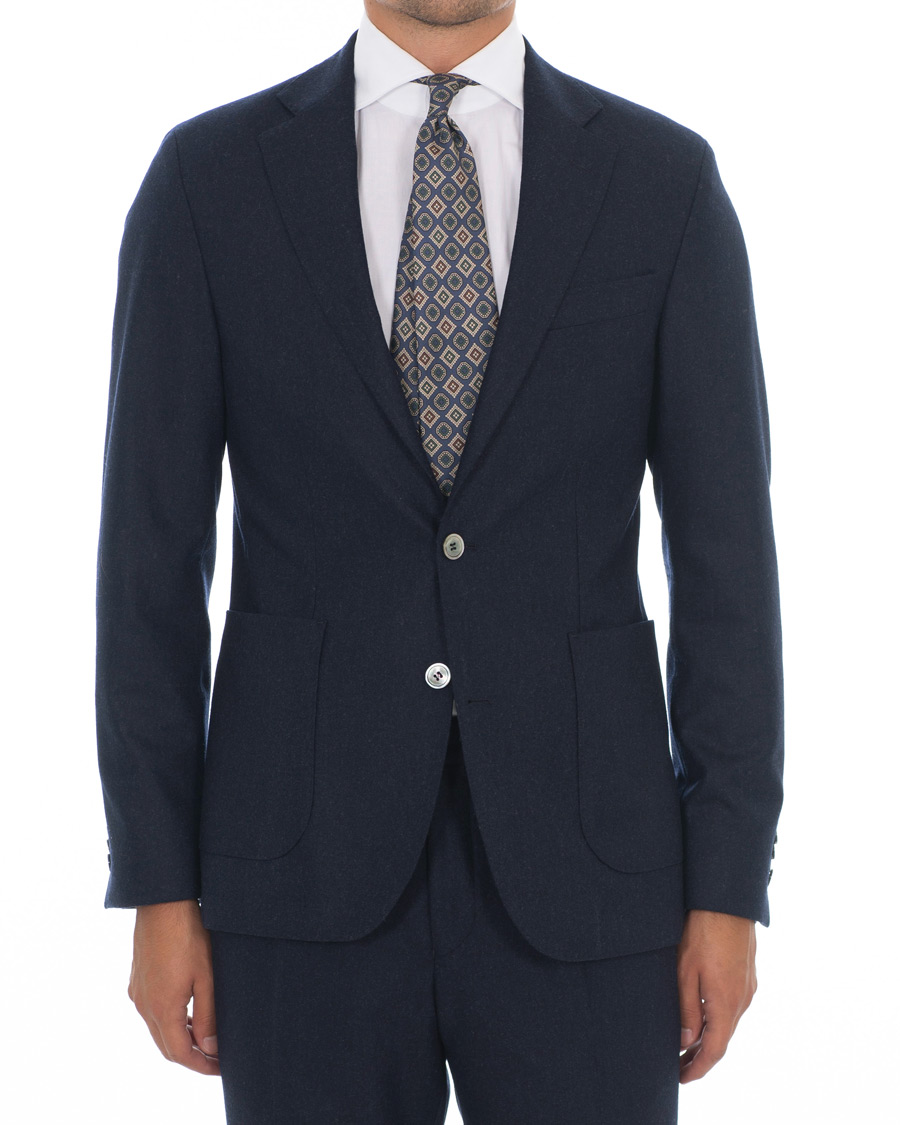 Herren | Sakkos | Oscar Jacobson | Einar Patch Pocket Flannel Blazer Blue