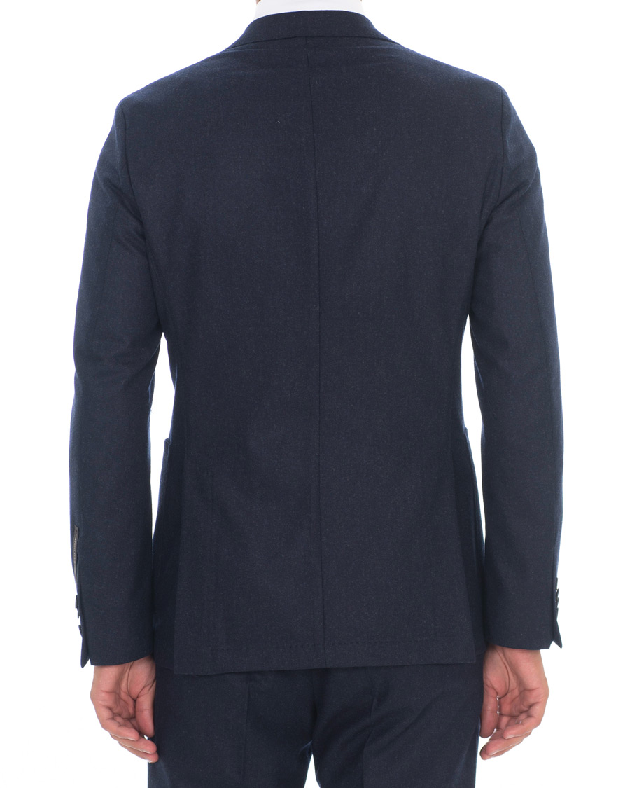 Herren | Sakkos | Oscar Jacobson | Einar Patch Pocket Flannel Blazer Blue