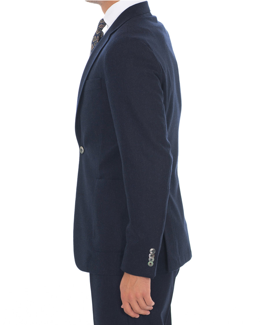 Herren | Sakkos | Oscar Jacobson | Einar Patch Pocket Flannel Blazer Blue