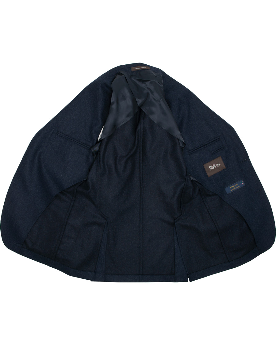 Herren | Sakkos | Oscar Jacobson | Einar Patch Pocket Flannel Blazer Blue