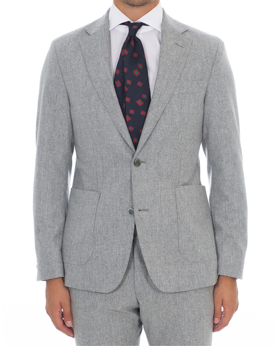 Herren |  | Oscar Jacobson | Einar Patch Pocket Flannel Blazer Light Grey