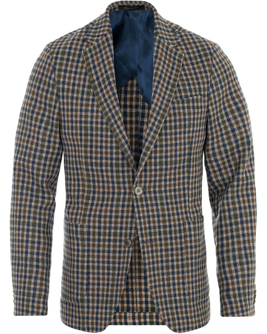 Herren | Sakkos | Oscar Jacobson | Einar Checked Patch Pocket Blazer Beige