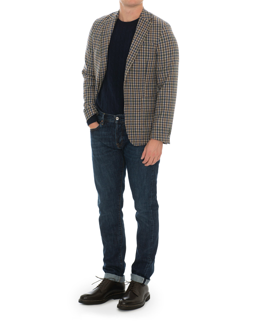 Herren | Sakkos | Oscar Jacobson | Einar Checked Patch Pocket Blazer Beige