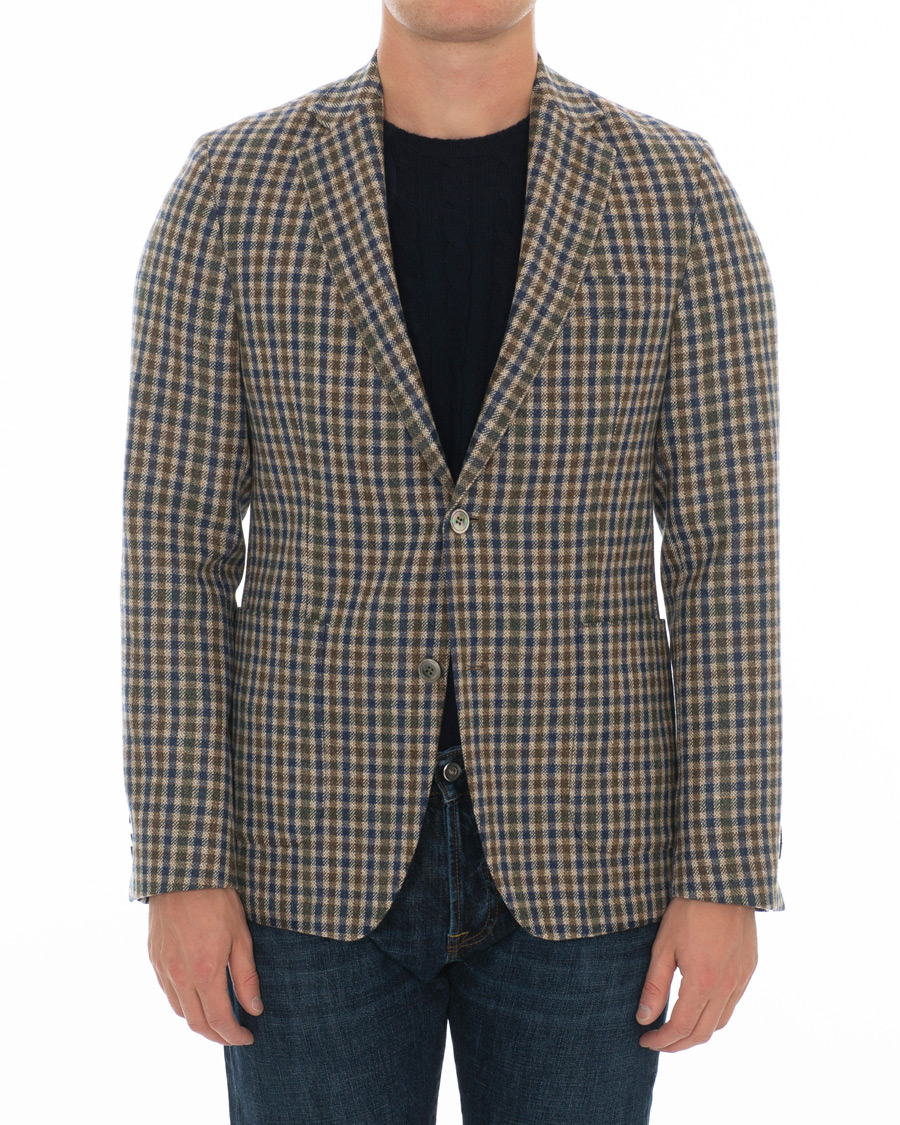 Herren | Sakkos | Oscar Jacobson | Einar Checked Patch Pocket Blazer Beige