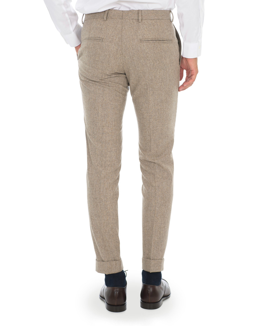 Herren | Hosen | Oscar Jacobson | Dean Turn Up Flannel Trousers Beige