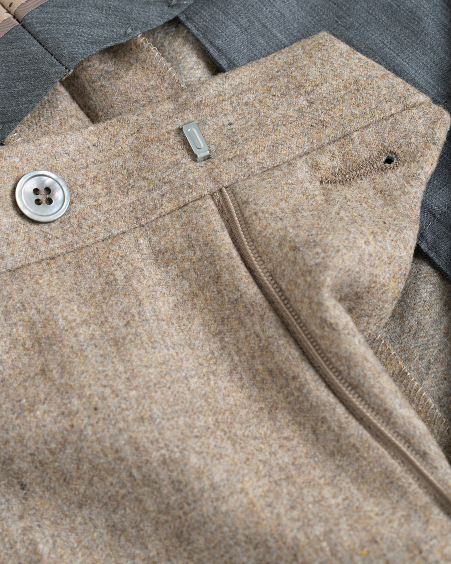 Herren | Hosen | Oscar Jacobson | Dean Turn Up Flannel Trousers Beige