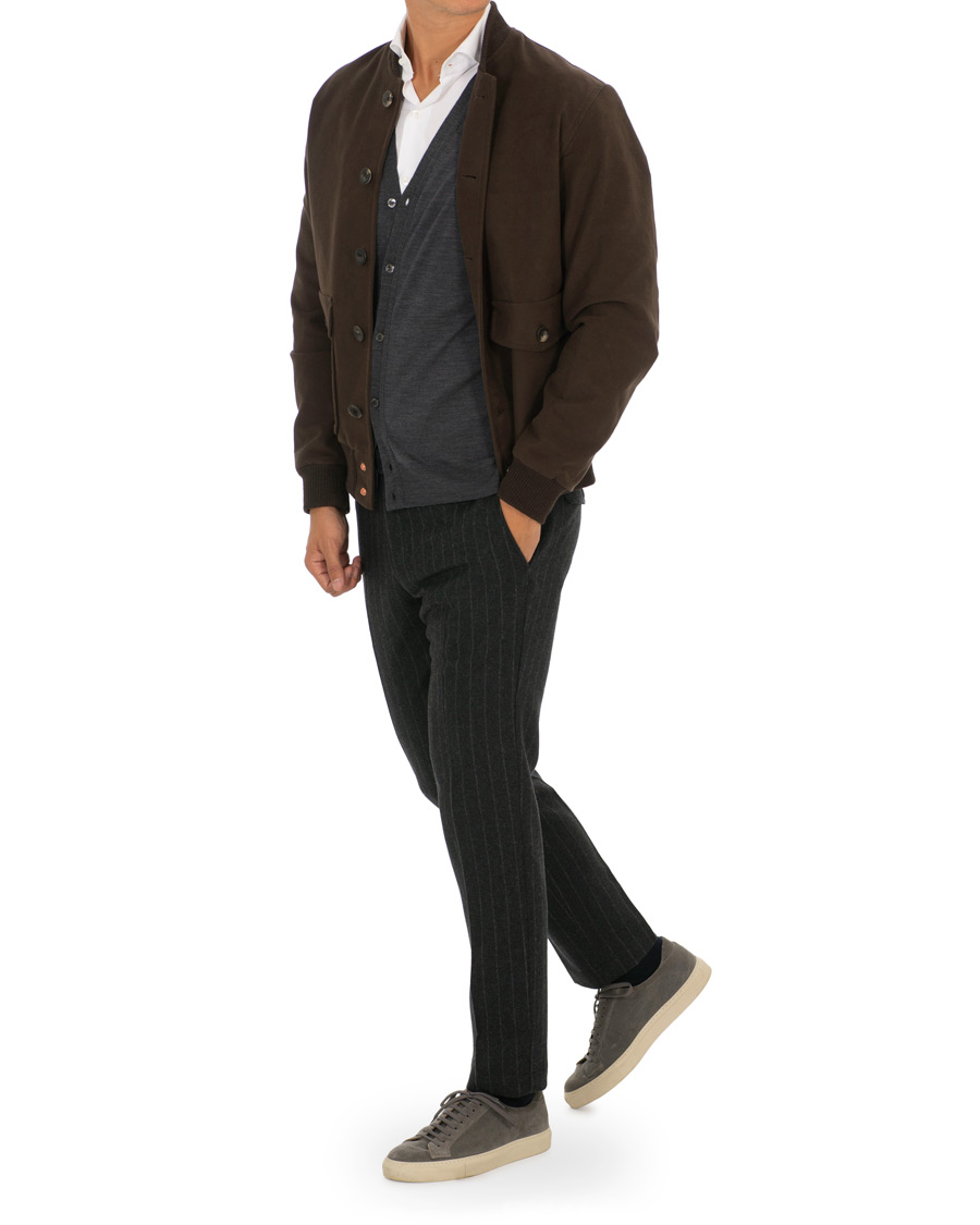 Herren | Hosen | Oscar Jacobson | Nilo Chalkstripe Side Adjuster Trousers Dark Grey