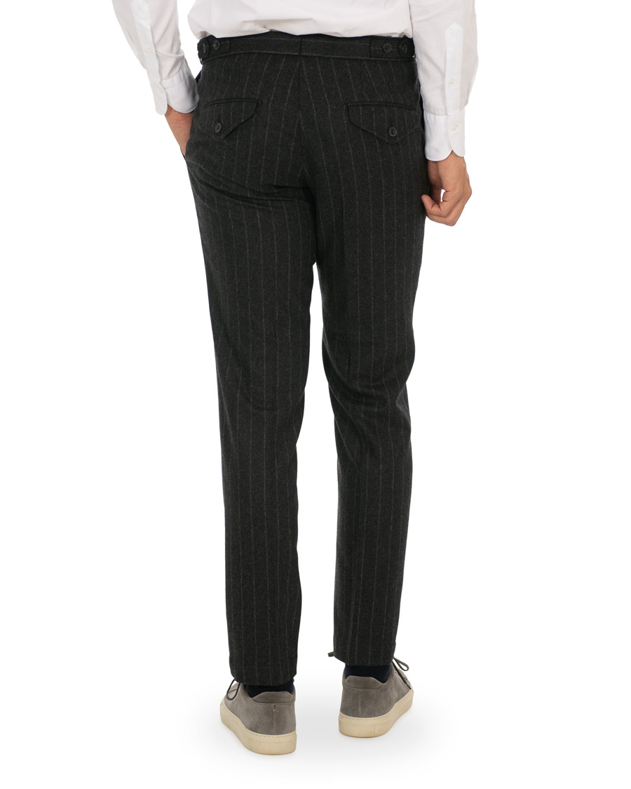 Herren | Hosen | Oscar Jacobson | Nilo Chalkstripe Side Adjuster Trousers Dark Grey