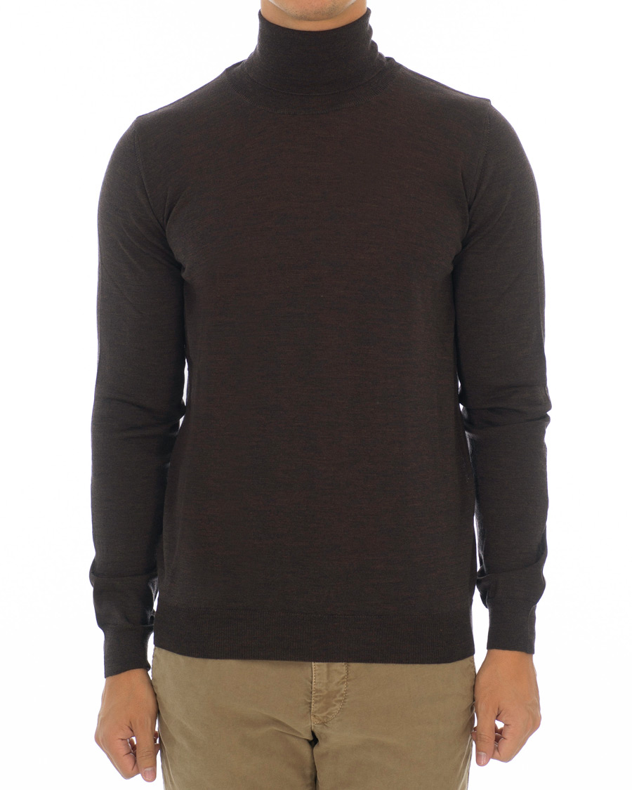 Herren | Pullover | Oscar Jacobson | Cole Extra Fine Merino Rollneck Brown