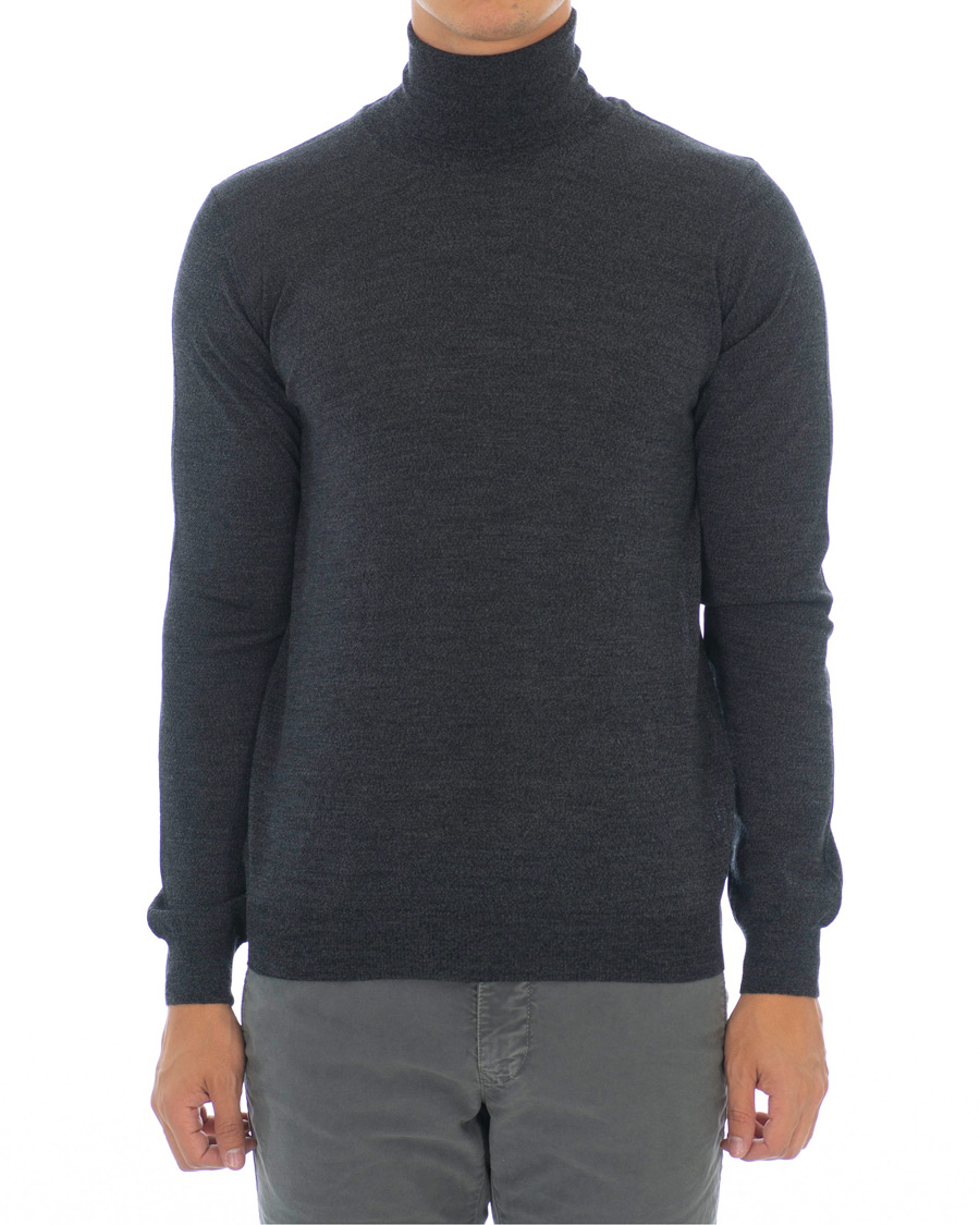 Herren | Pullover | Oscar Jacobson | Cole Extra Fine Merino Rollneck Dark Grey
