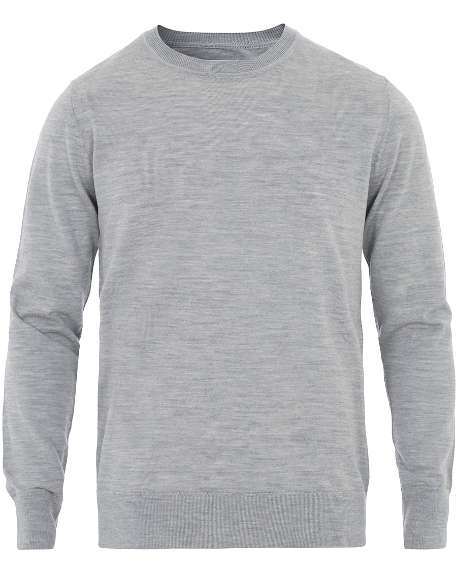 Herren | Pullover | Samsøe Samsøe | Samsøe & Samsøe Flemming Superfine Merino Wool Crew Neck Grey Mel