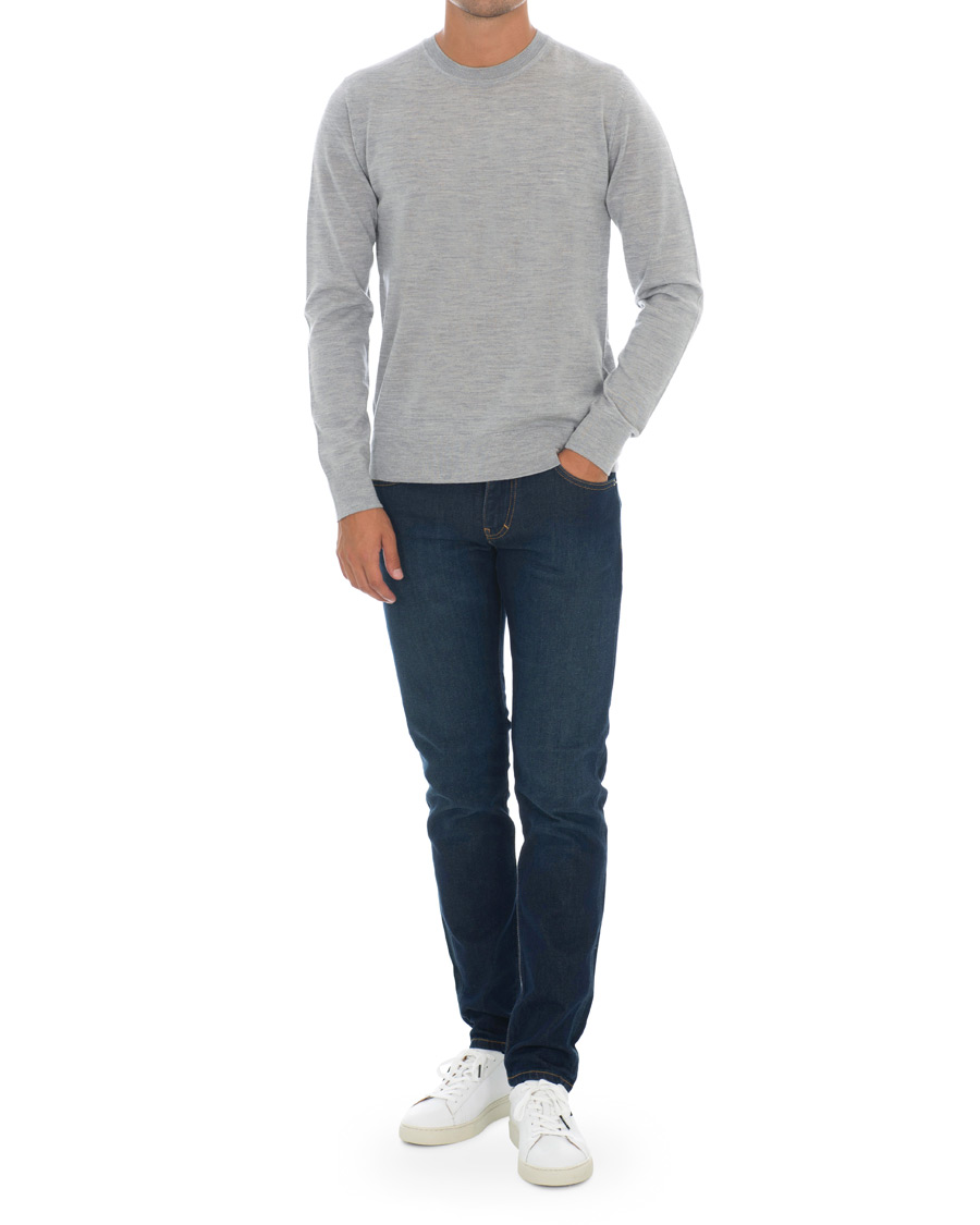 Herren | Pullover | Samsøe Samsøe | Samsøe & Samsøe Flemming Superfine Merino Wool Crew Neck Grey Mel