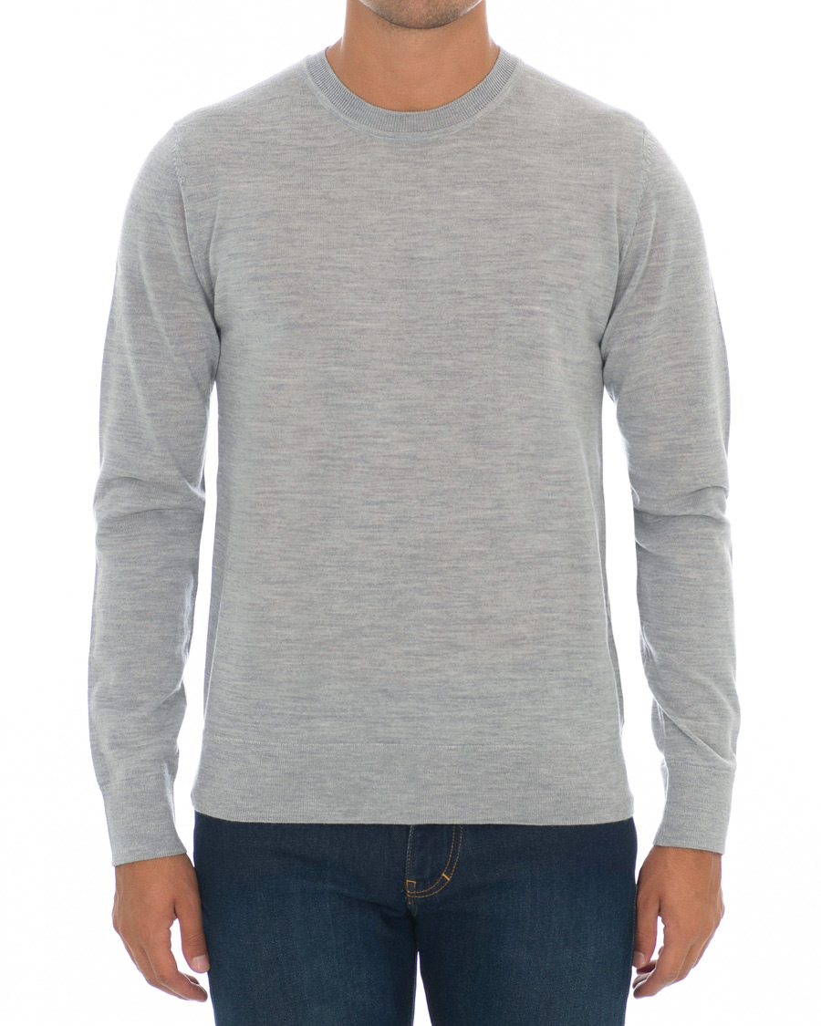 Herren | Pullover | Samsøe Samsøe | Samsøe & Samsøe Flemming Superfine Merino Wool Crew Neck Grey Mel