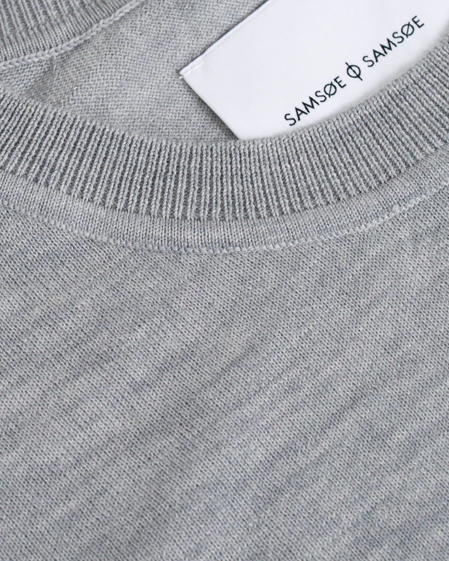Herren | Pullover | Samsøe Samsøe | Samsøe & Samsøe Flemming Superfine Merino Wool Crew Neck Grey Mel