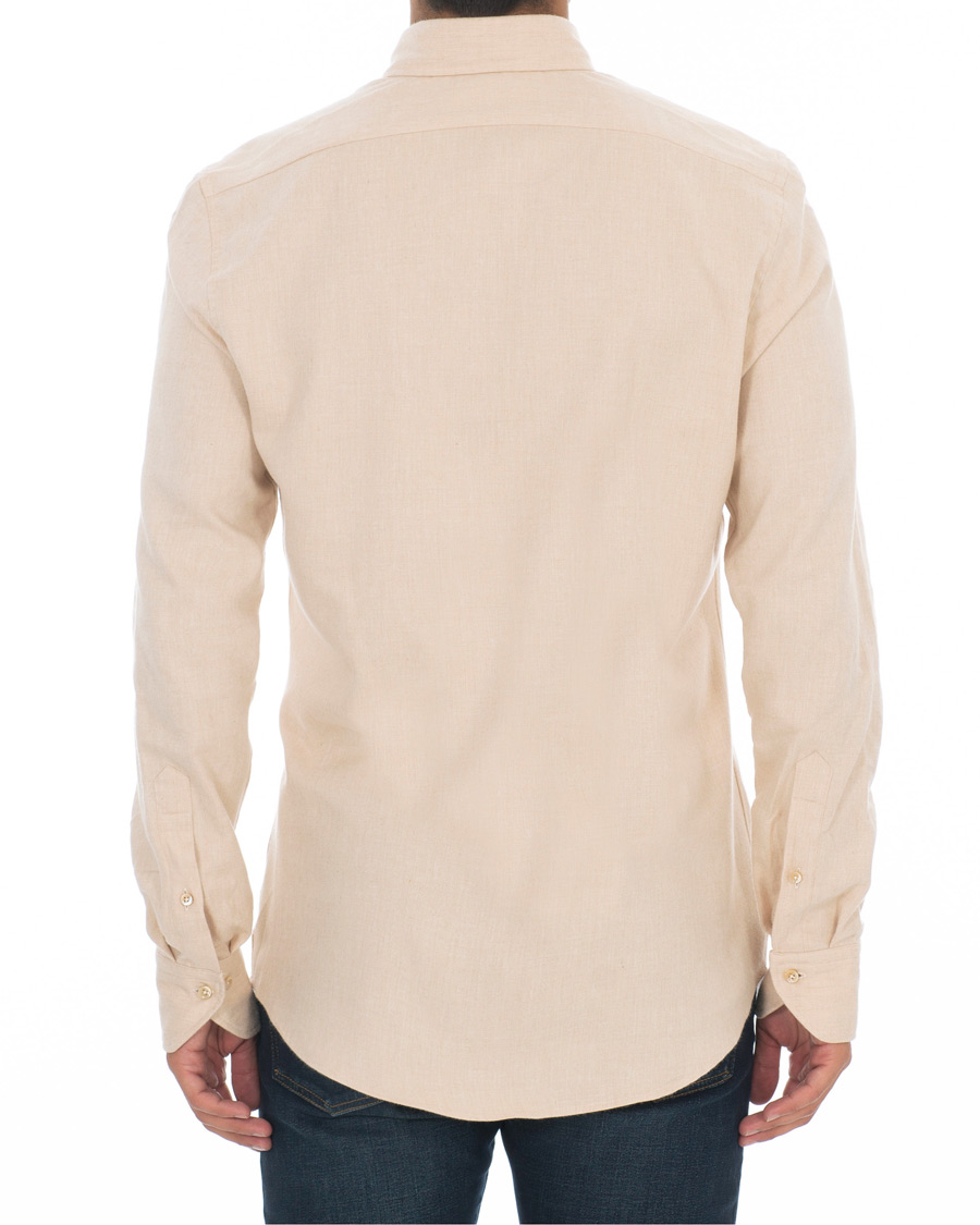 Herren | Hemden | Stenströms | Slimline Flannel Shirt Beige