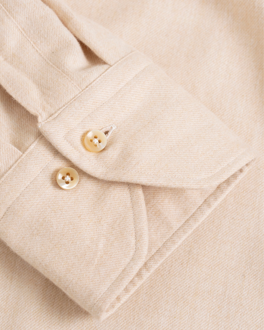 Herren | Hemden | Stenströms | Slimline Flannel Shirt Beige