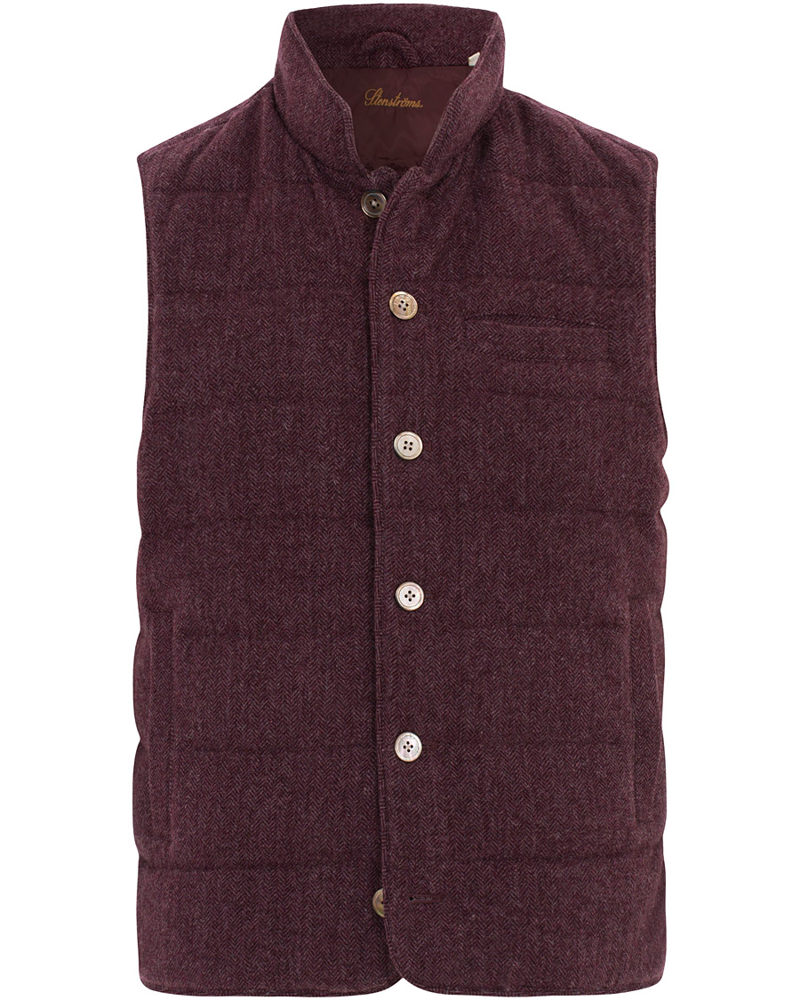 Herren | Jacken | Stenströms | Quilted Herringbone Wool Vest Red