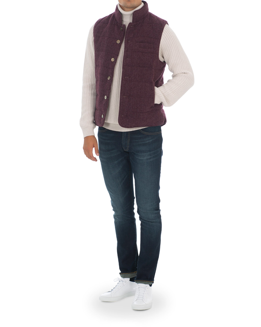 Herren | Jacken | Stenströms | Quilted Herringbone Wool Vest Red