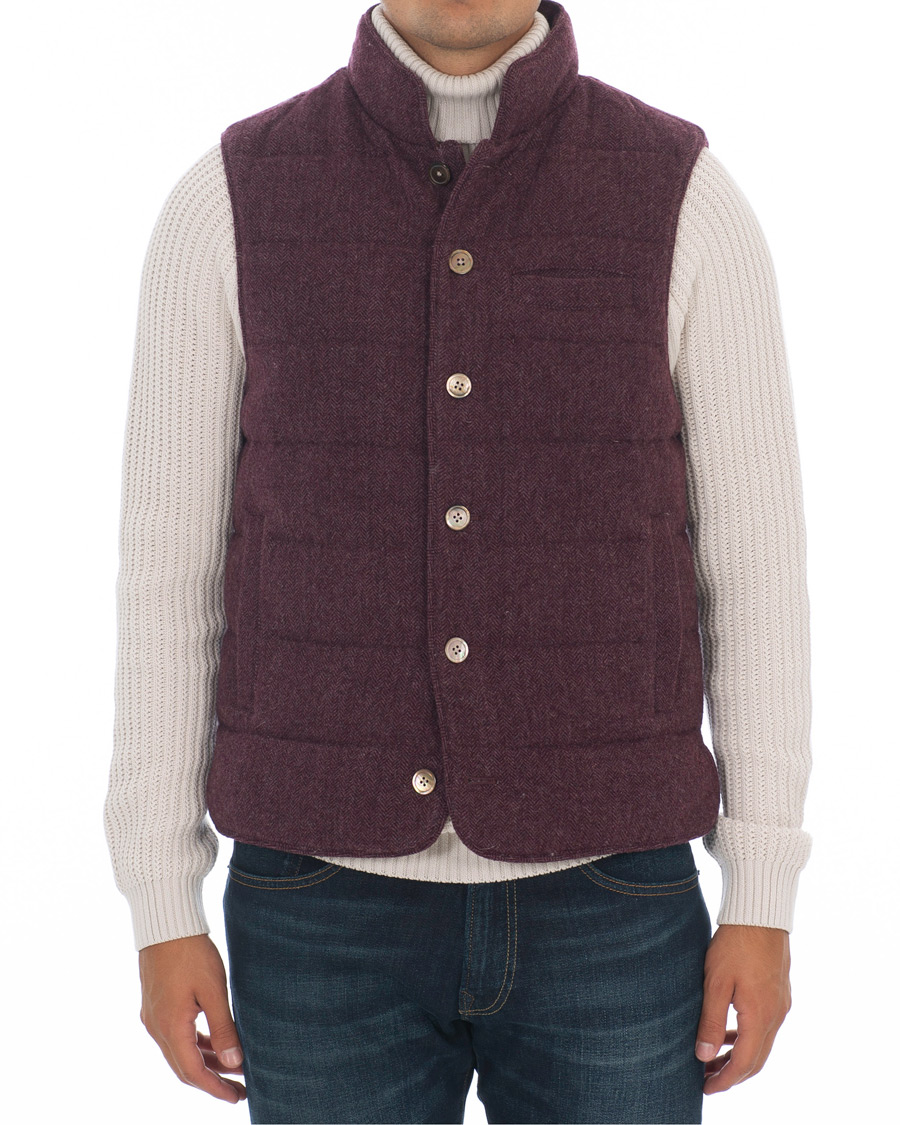 Herren | Jacken | Stenströms | Quilted Herringbone Wool Vest Red
