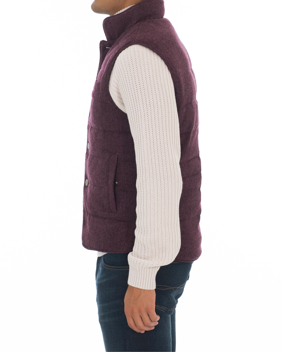 Herren | Jacken | Stenströms | Quilted Herringbone Wool Vest Red