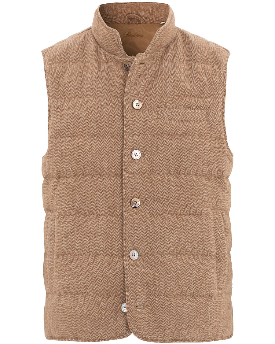 Herren | Jacken | Stenströms | Quilted Herringbone Wool Vest Beige
