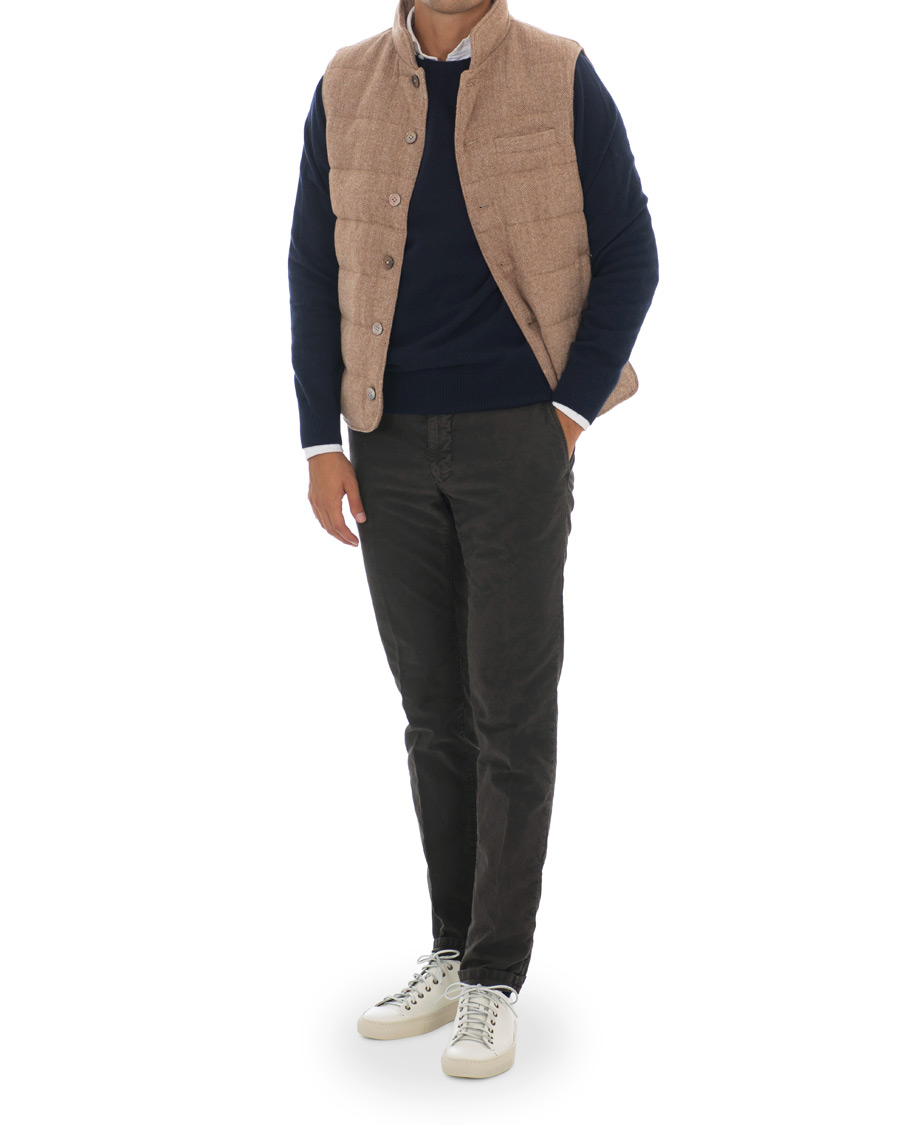 Herren | Jacken | Stenströms | Quilted Herringbone Wool Vest Beige