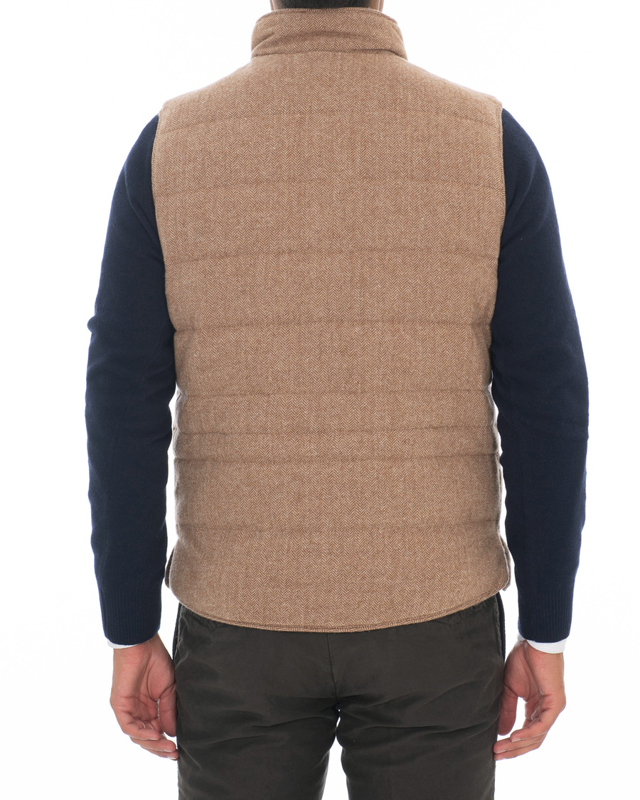Herren | Jacken | Stenströms | Quilted Herringbone Wool Vest Beige