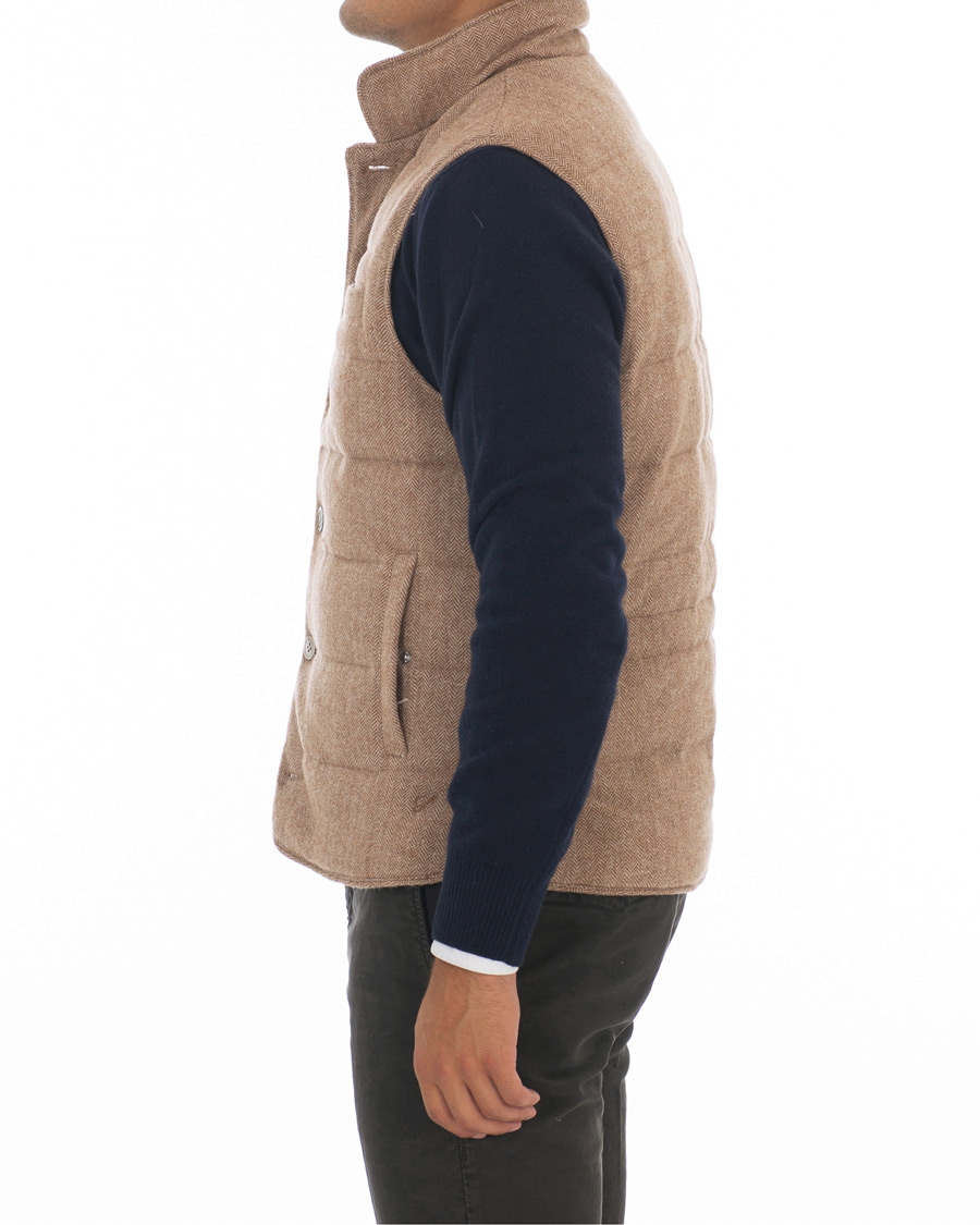 Herren | Jacken | Stenströms | Quilted Herringbone Wool Vest Beige