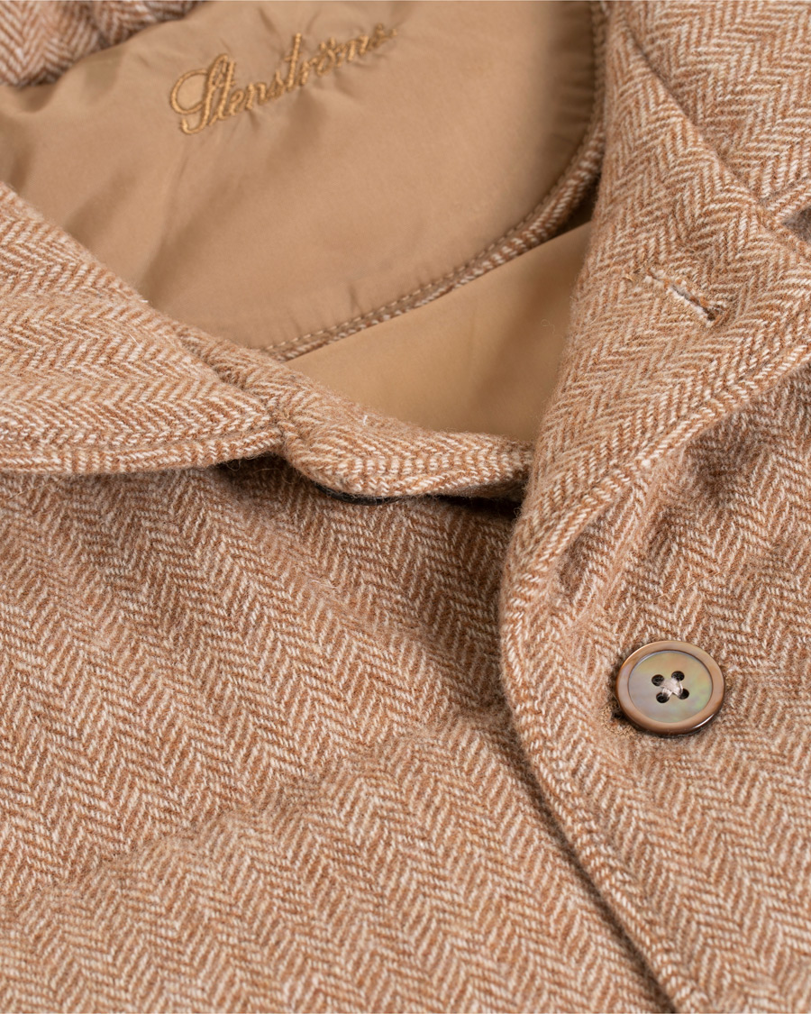 Herren | Jacken | Stenströms | Quilted Herringbone Wool Vest Beige