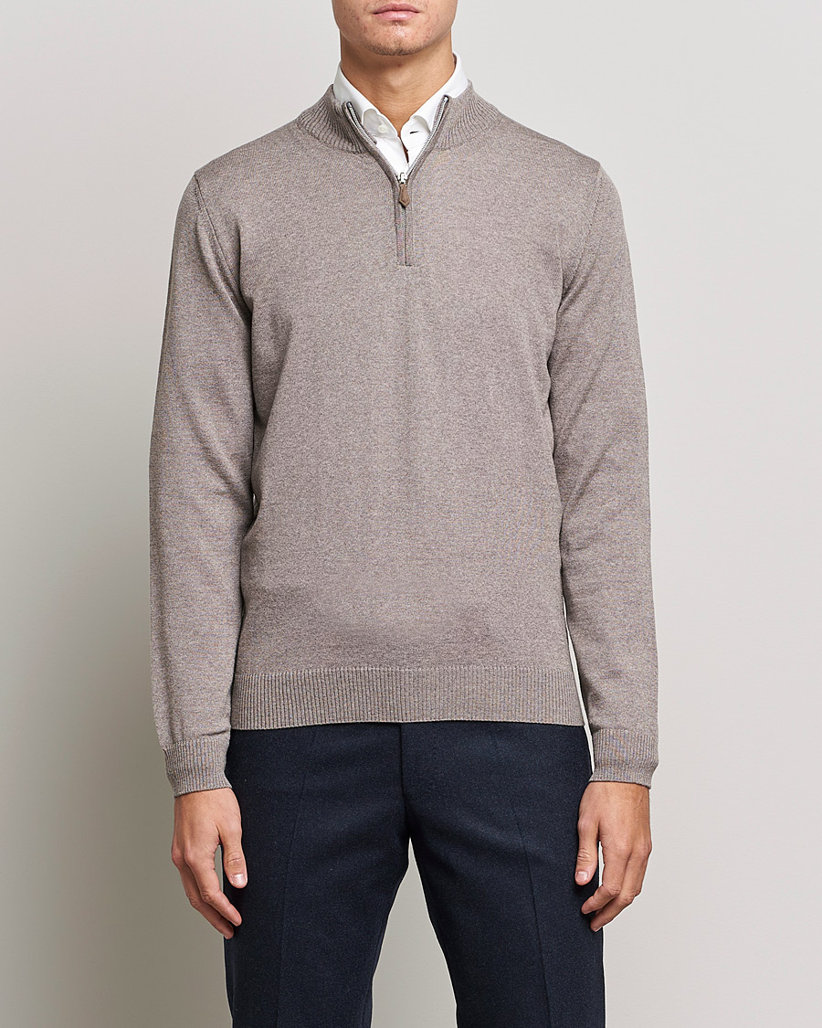 Herren |  | Stenströms | Merino Half Zip Mud Brown