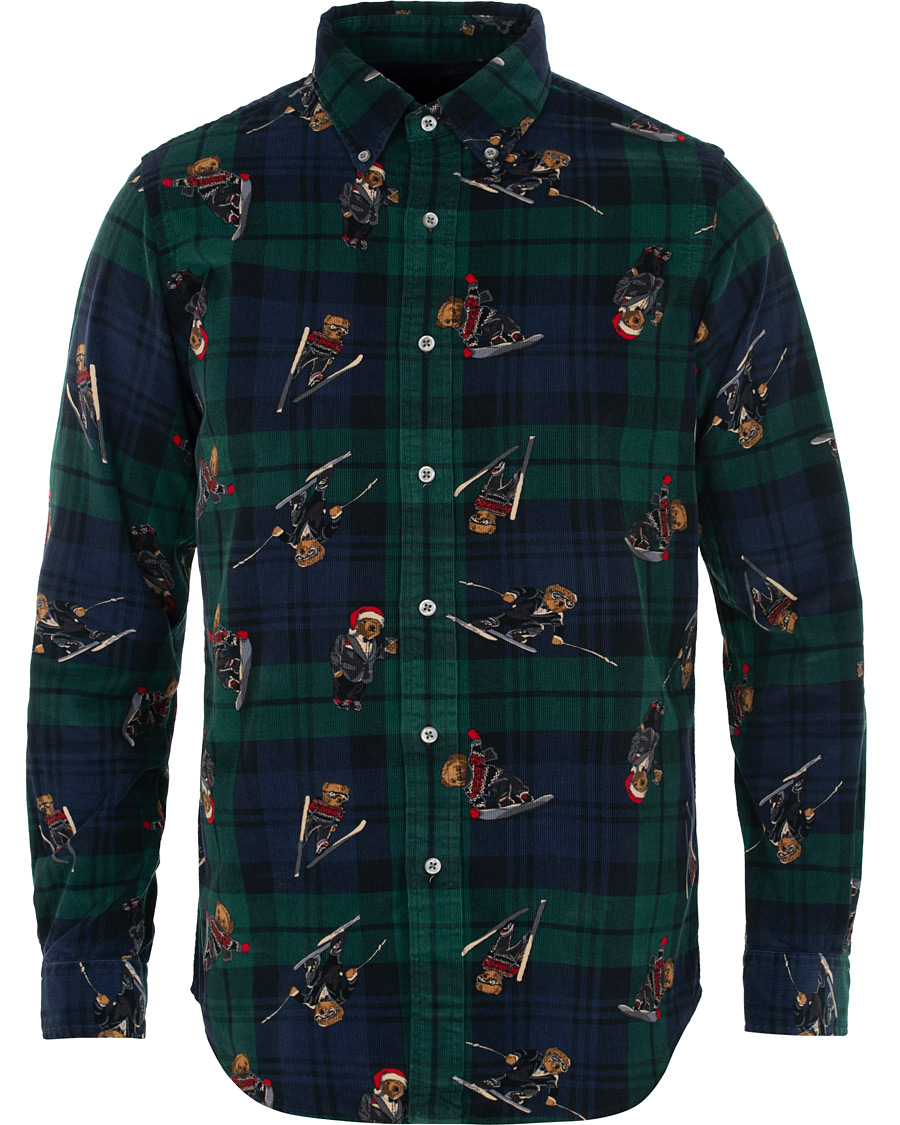 Herren | Hemden | Polo Ralph Lauren | Custom Fit Corduroy Bear Shirt Blackwatch