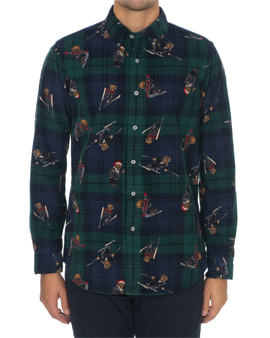 Herren | Hemden | Polo Ralph Lauren | Custom Fit Corduroy Bear Shirt Blackwatch