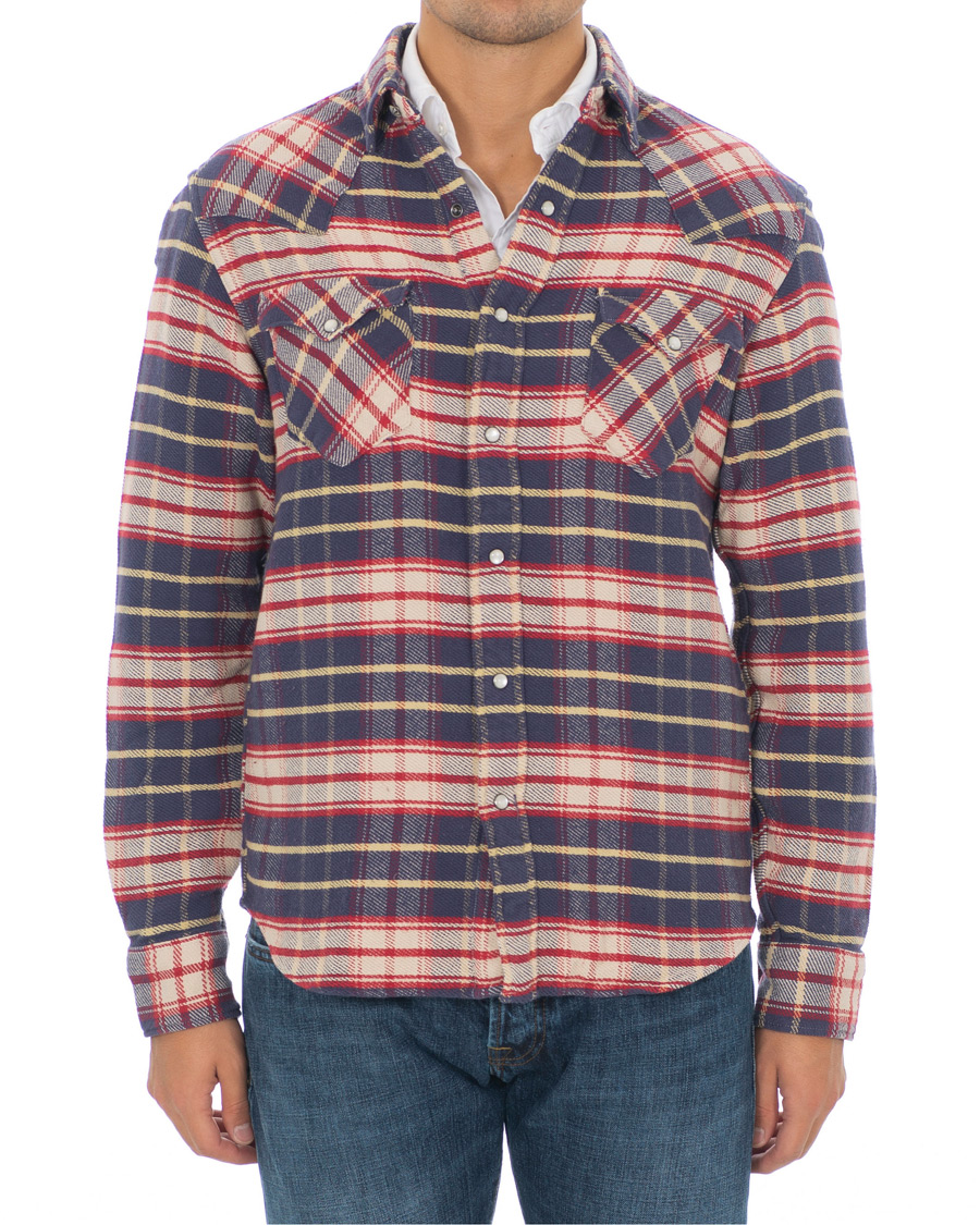 Herren | Hemden | RRL | Buffalo Western Flannel Shirt Navy/Red Plaid