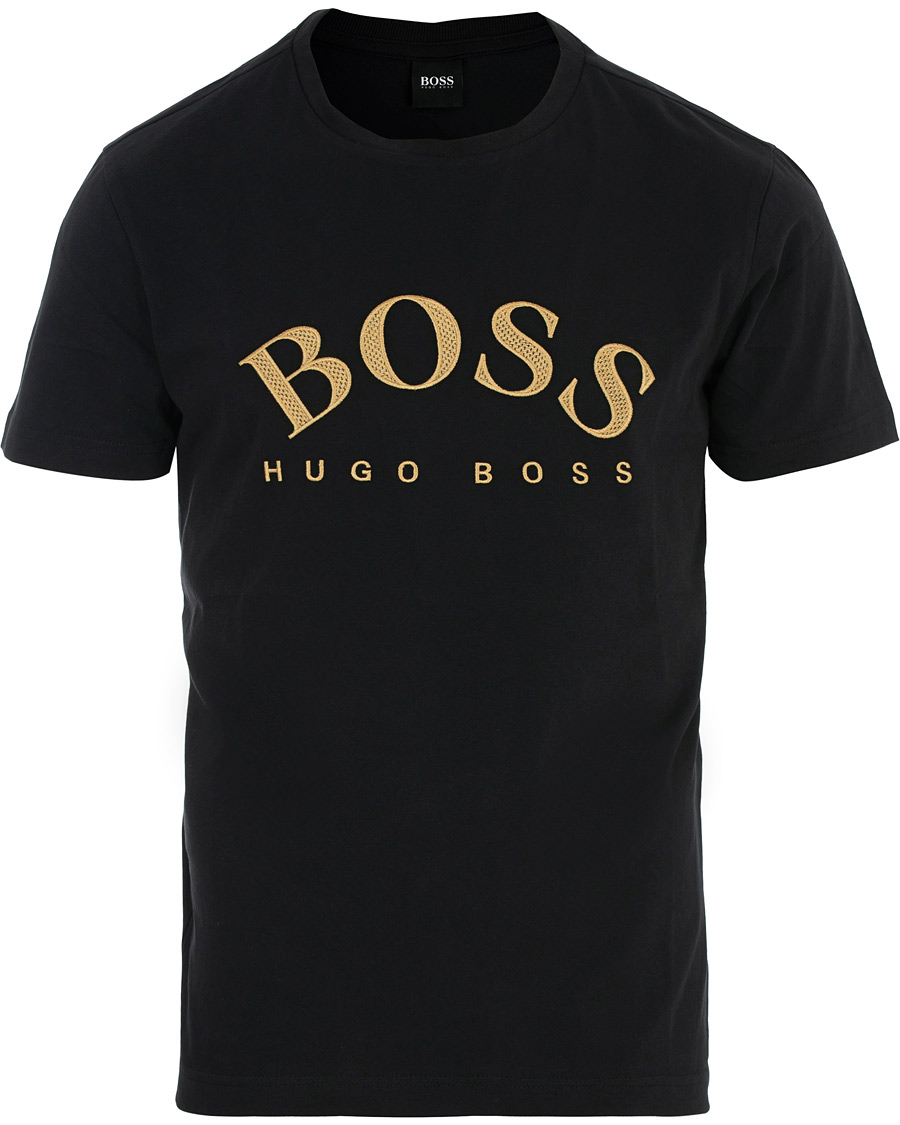 Herren | T-Shirts | BOSS GREEN | BOSS Athleisure Logo Crew Neck Tee Black/Gold