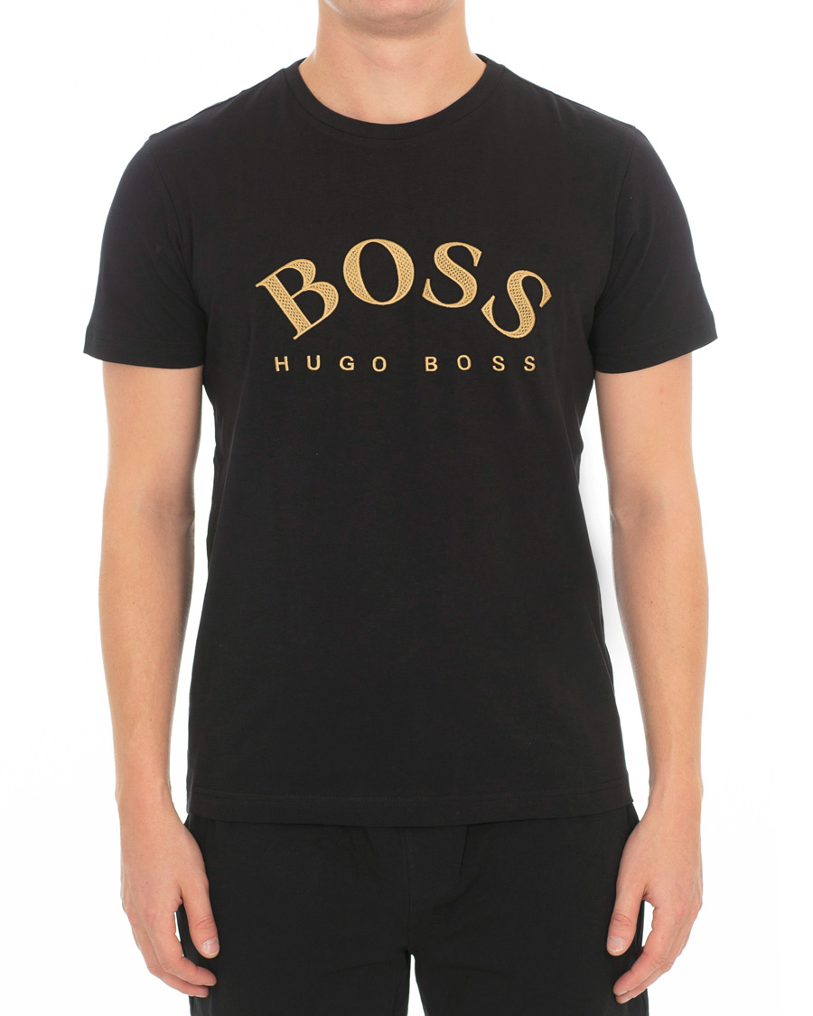 Herren | T-Shirts | BOSS GREEN | BOSS Athleisure Logo Crew Neck Tee Black/Gold