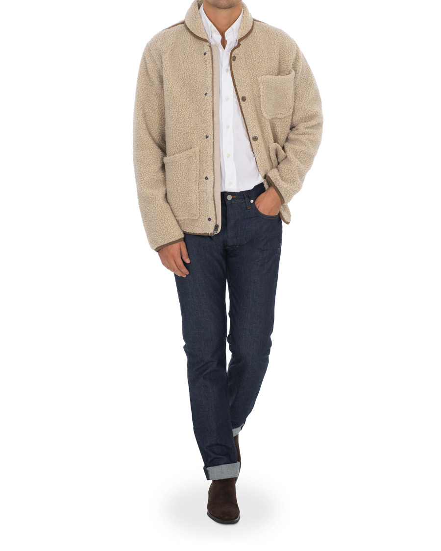 Herren | Jacken | J.Crew | W&B Taped Sherpa Jacket Heather Natural