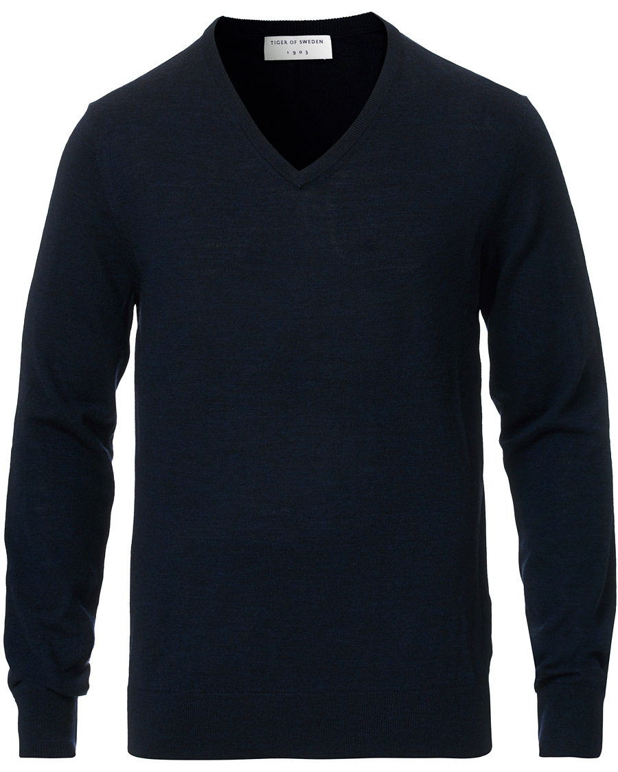 Herren | Pullover | Tiger of Sweden | Rael V-Neck Pullover Navy