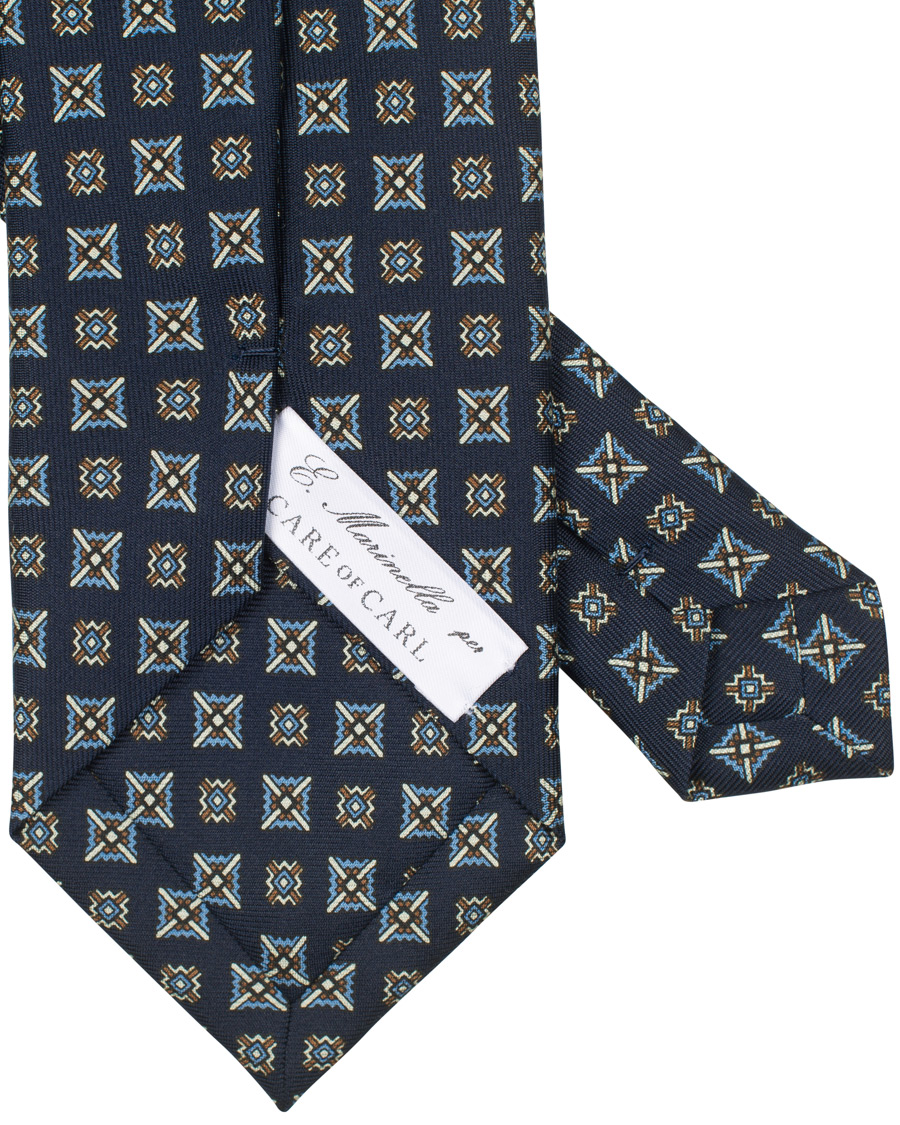 Herren | E. Marinella Printed Silk Tie 8 cm Navy | E. Marinella | Printed Silk Tie 8 cm Navy