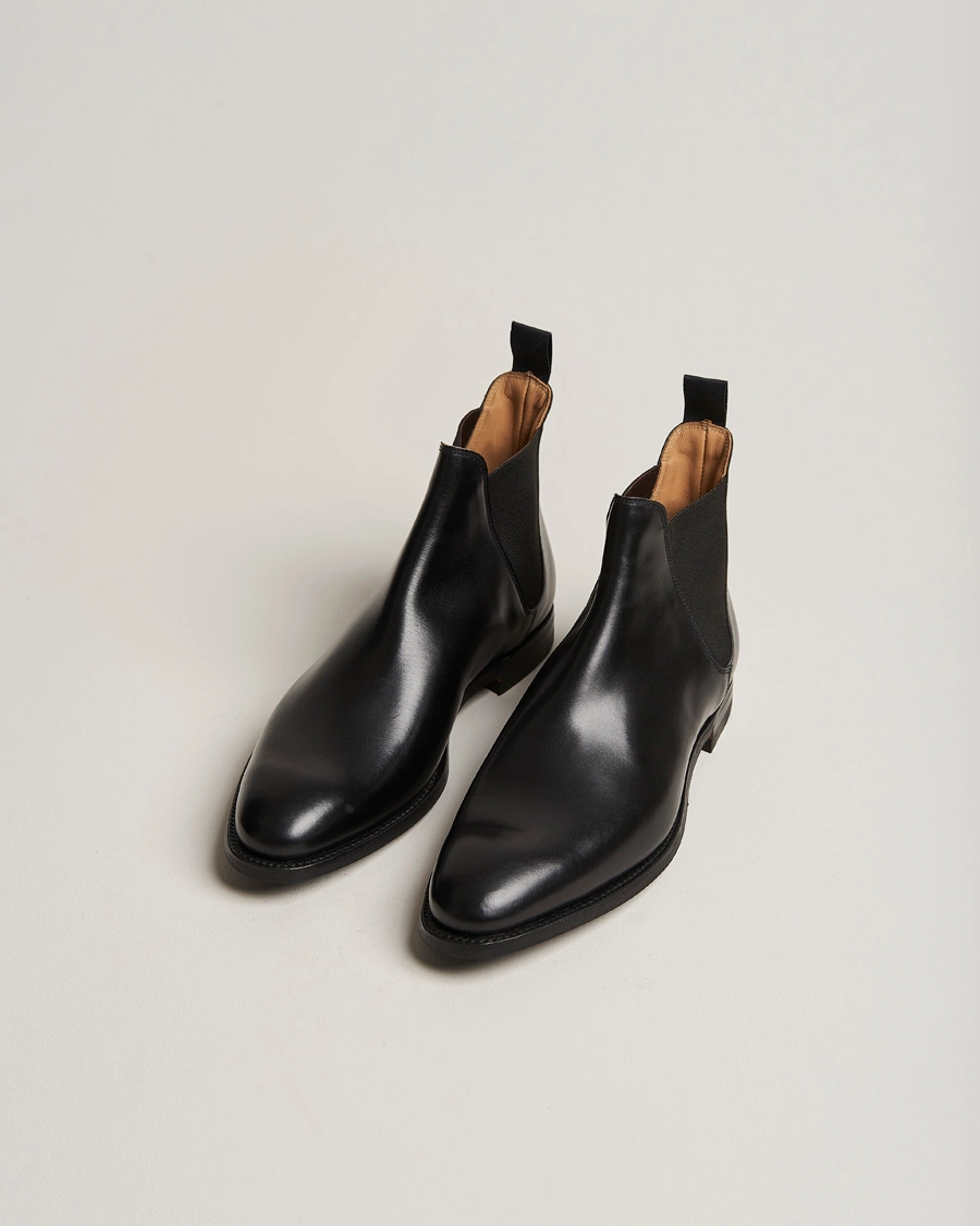 Herren | Handgefertigte Schuhe | Crockett & Jones | Chelsea 8 City Sole Black Calf