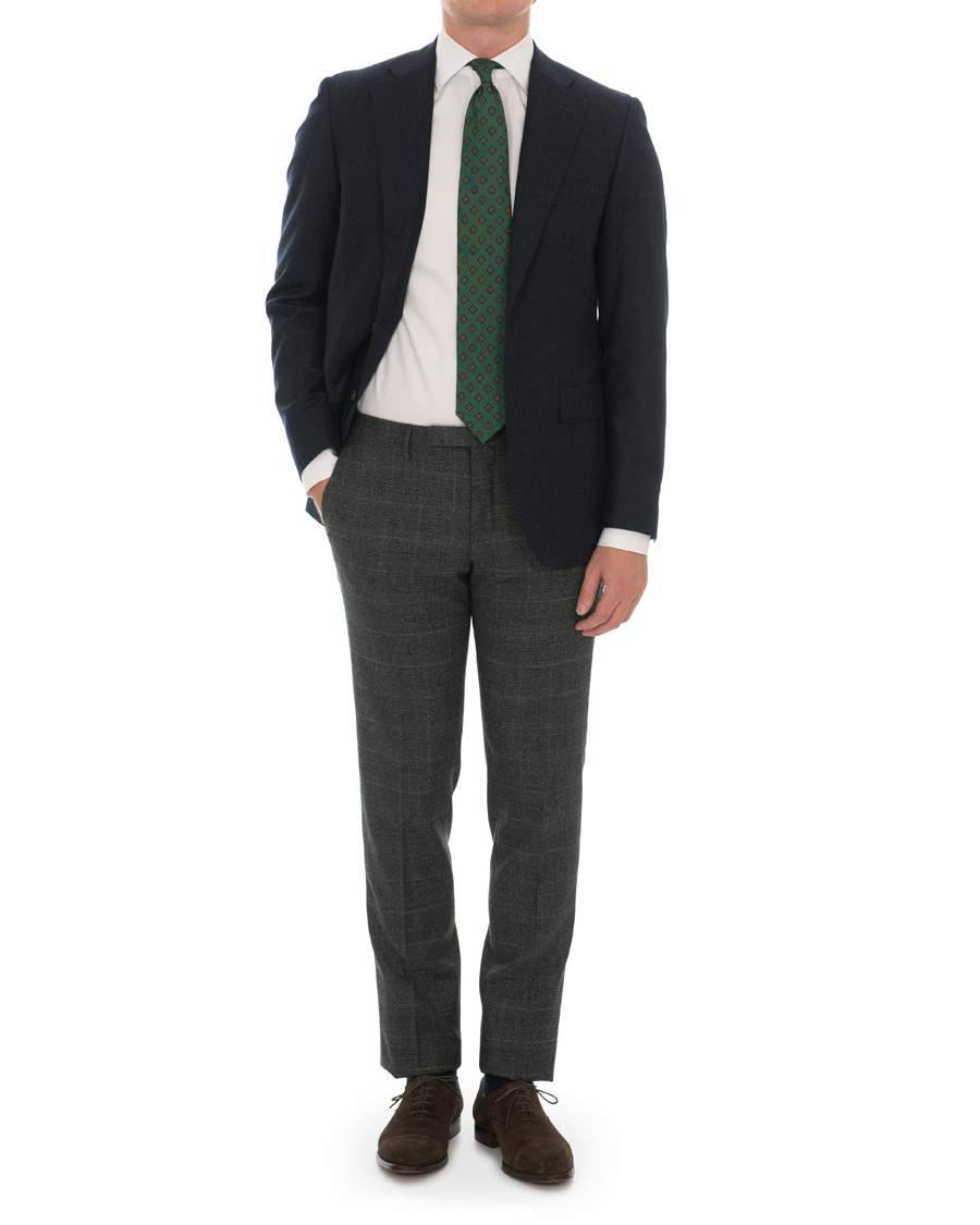 Herren | Hosen | Incotex | Slim Fit Glencheck Wool Trousers Charcoal
