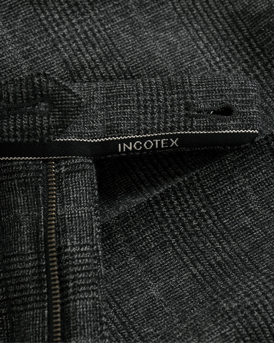 Herren | Hosen | Incotex | Slim Fit Glencheck Wool Trousers Charcoal